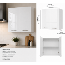 Mutfak Dolabı Üst Modül Highgloss Parlak Kapak/Mdflam Gövde 