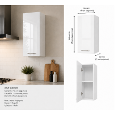 Mutfak Dolabı Üst Modül Highgloss Parlak Kapak/Mdflam Gövde 