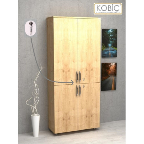 Kobiç Ofis Dosya Dolabı Kilitli Tam Kapak Suntalam Dolap 70x35x185 Cm Meşe Kobiç Ofis Dosya Dolabı Kilitli Tam Kapak Suntalam Dolap 70x35x185 Cm Meşe