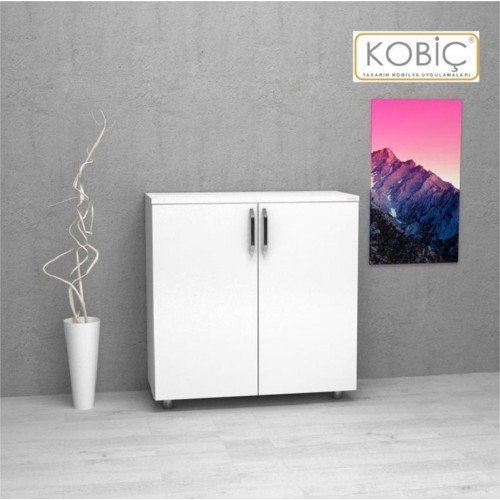 Kobiç Kilitli Tam Kapak Mdflam Dolap 70x35x80 Cm Beyaz