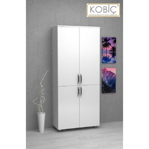 Kobiç Kilitli Tam Kapak Mdflam Dolap 70x35x185 Cm Beyaz Kobiç Kilitli Tam Kapak Mdflam Dolap 70x35x185 Cm Beyaz